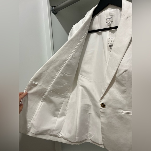 J. Crew Linen cotton Blend One Button Blazer White Size 0 NEW capsule wardrobe - Picture 6 of 14